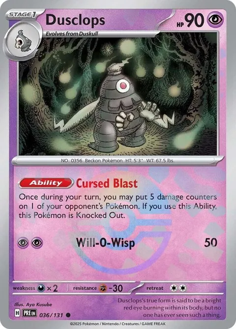 Dusclops Poke Ball Pattern #036/131 Holofoil Pokémon card from Prismatic Evolutions