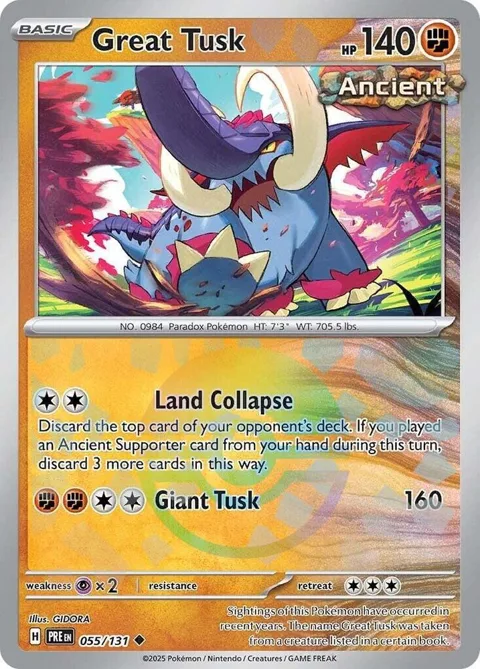 Great Tusk Poke Ball Pattern #055/131 Holofoil Pokémon card from Prismatic Evolutions