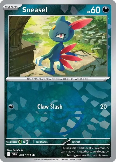 Sneasel Poke Ball Pattern #061/131 Holofoil Pokémon card from Prismatic Evolutions