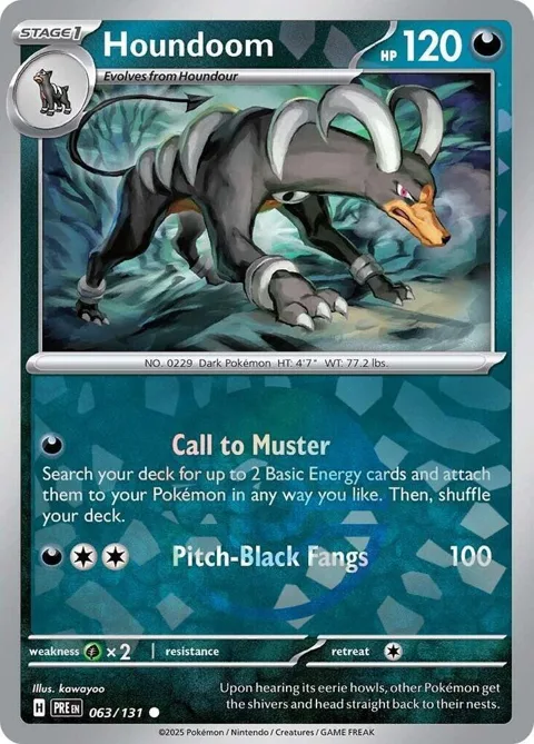 Houndoom Poke Ball Pattern #063/131 Holofoil Pokémon card from Prismatic Evolutions