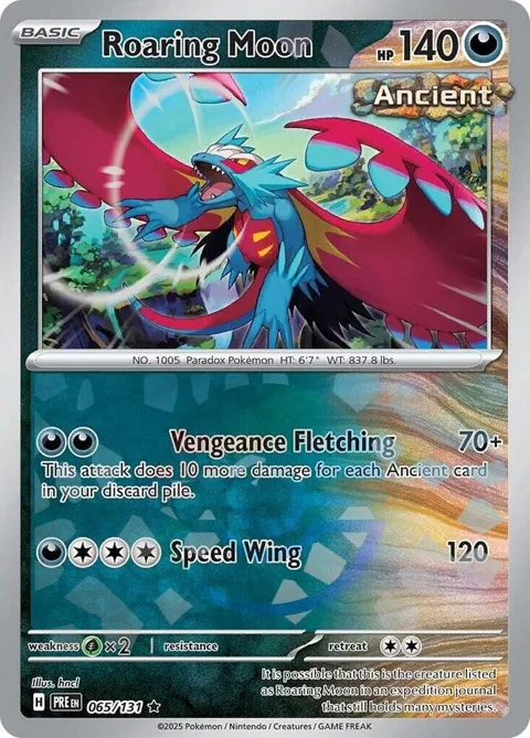 Roaring Moon Poke Ball Pattern #065/131 Holofoil Pokémon card from Prismatic Evolutions