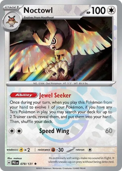 Noctowl Poke Ball Pattern #078/131 Holofoil Pokémon card from Prismatic Evolutions
