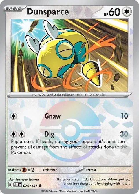 Dunsparce Poke Ball Pattern #079/131 Holofoil Pokémon card from Prismatic Evolutions