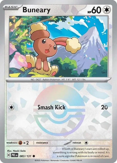 Buneary Poke Ball Pattern #083/131 Holofoil Pokémon card from Prismatic Evolutions