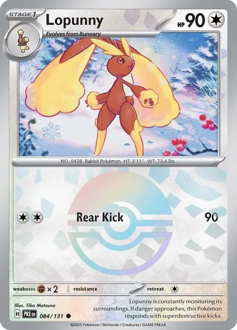Lopunny Poke Ball Pattern #084/131 Holofoil Pokémon card from Prismatic Evolutions
