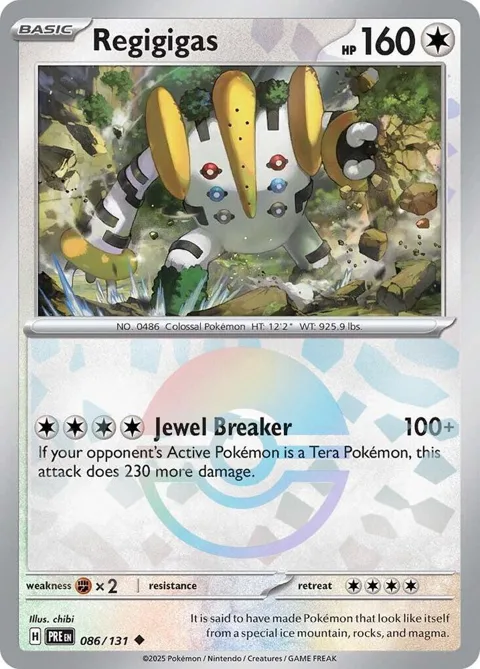 Regigigas Poke Ball Pattern #086/131 Holofoil Pokémon card from Prismatic Evolutions