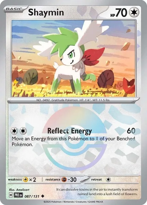 Shaymin Poke Ball Pattern #087/131 Holofoil Pokémon card from Prismatic Evolutions