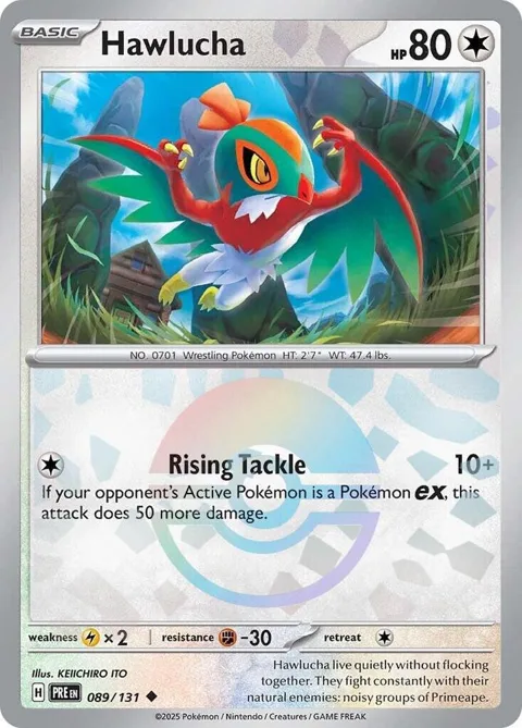 Hawlucha Poke Ball Pattern #089/131 Holofoil Pokémon card from Prismatic Evolutions