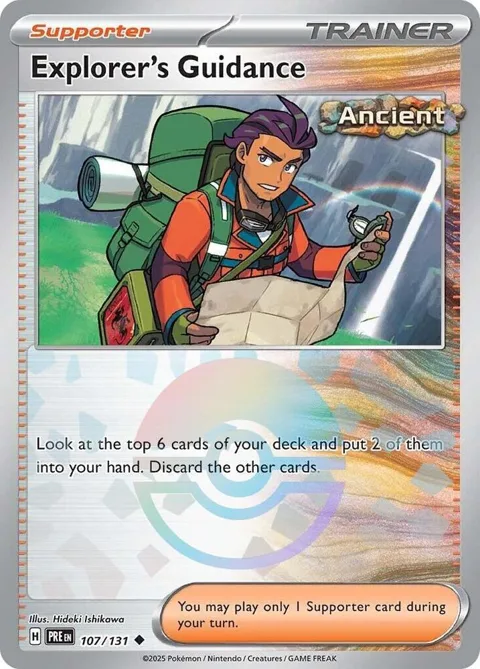 Explorer's Guidance Poke Ball Pattern #107/131 Holofoil Pokémon card from Prismatic Evolutions