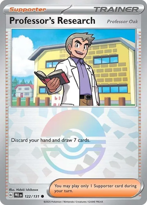 Professor's Research [Professor Oak] Poke Ball Pattern #122/131 Holofoil Pokémon card from Prismatic Evolutions