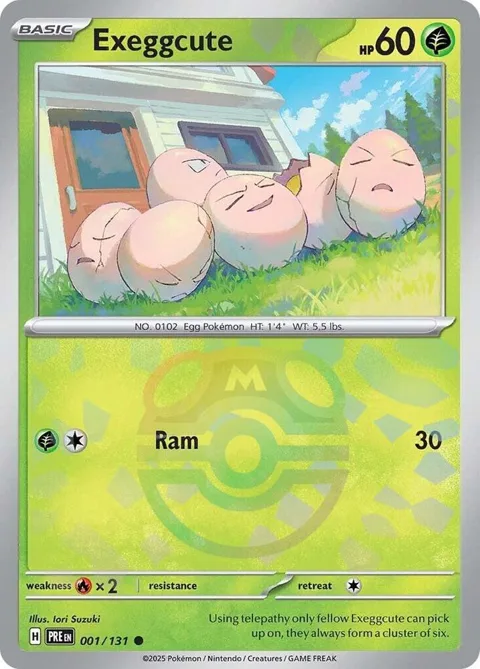 Exeggcute Master Ball Pattern #001/131 Holofoil Pokémon card from Prismatic Evolutions