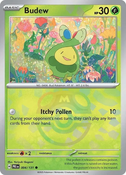 Budew Master Ball Pattern #004/131 Holofoil Pokémon card from Prismatic Evolutions