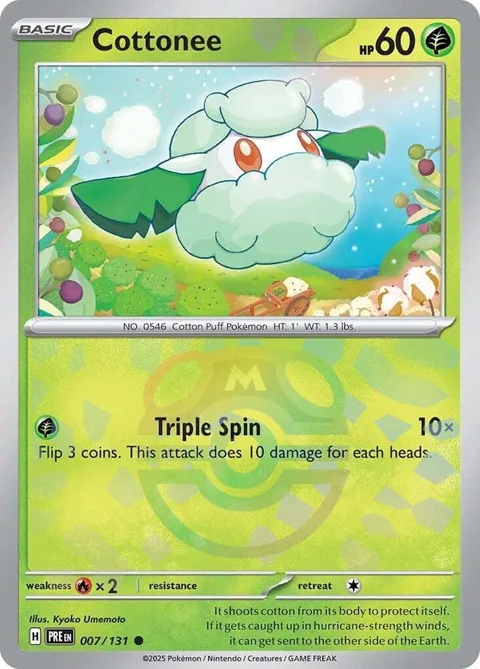 Cottonee Master Ball Pattern #007/131 Holofoil Pokémon card from Prismatic Evolutions
