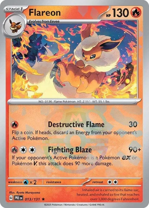 Flareon Master Ball Pattern #013/131 Holofoil Pokémon card from Prismatic Evolutions