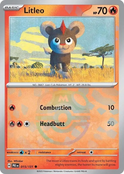 Litleo Master Ball Pattern #015/131 Holofoil Pokémon card from Prismatic Evolutions