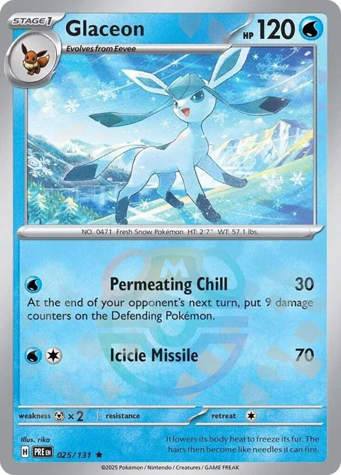 Glaceon Master Ball Pattern #025/131 Holofoil Pokémon card from Prismatic Evolutions