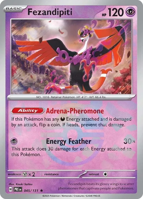 Fezandipiti Master Ball Pattern #045/131 Holofoil Pokémon card from Prismatic Evolutions