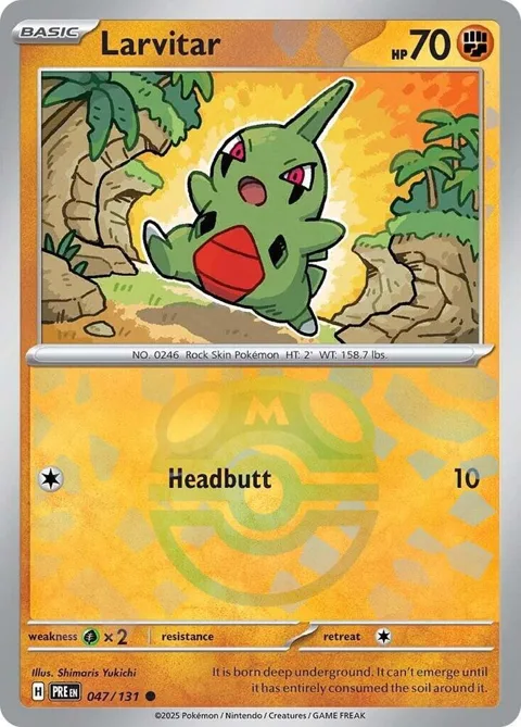 Larvitar Master Ball Pattern #047/131 Holofoil Pokémon card from Prismatic Evolutions