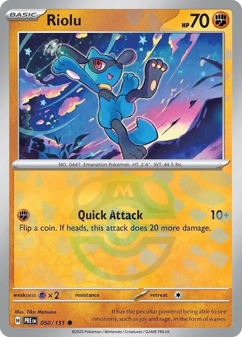 Riolu Master Ball Pattern #050/131 Holofoil Pokémon card from Prismatic Evolutions
