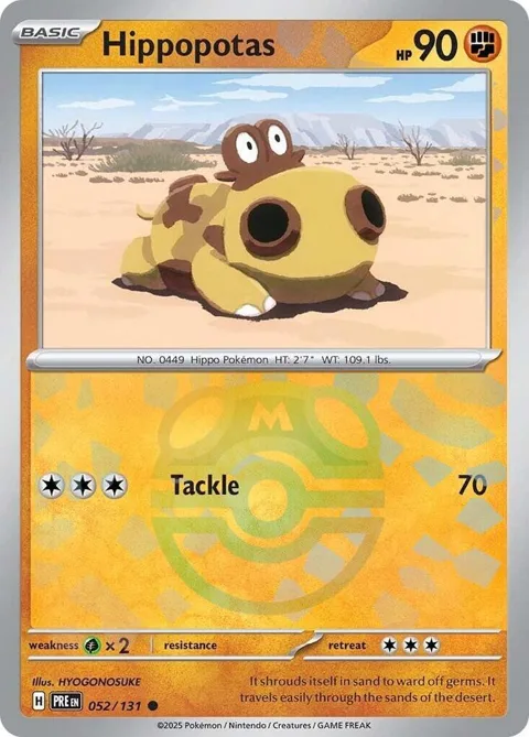 Hippopotas Master Ball Pattern #052/131 Holofoil Pokémon card from Prismatic Evolutions