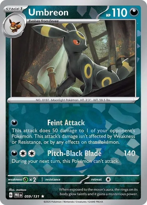 Umbreon Master Ball Pattern #059/131 Holofoil Pokémon card from Prismatic Evolutions