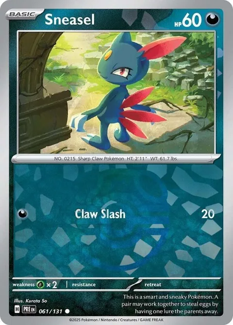Sneasel Master Ball Pattern #061/131 Holofoil Pokémon card from Prismatic Evolutions