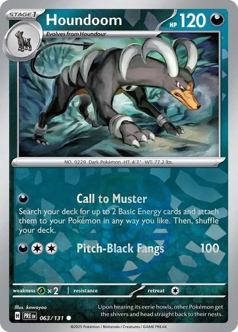 Houndoom Master Ball Pattern #063/131 Holofoil Pokémon card from Prismatic Evolutions