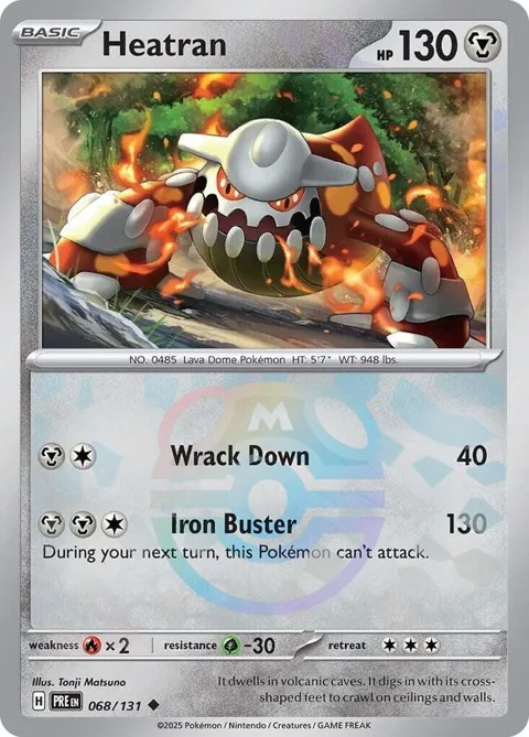 Heatran Master Ball Pattern #068/131 Holofoil Pokémon card from Prismatic Evolutions