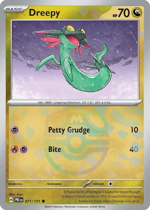 Dreepy Master Ball Pattern #071/131 Holofoil Pokémon card from Prismatic Evolutions