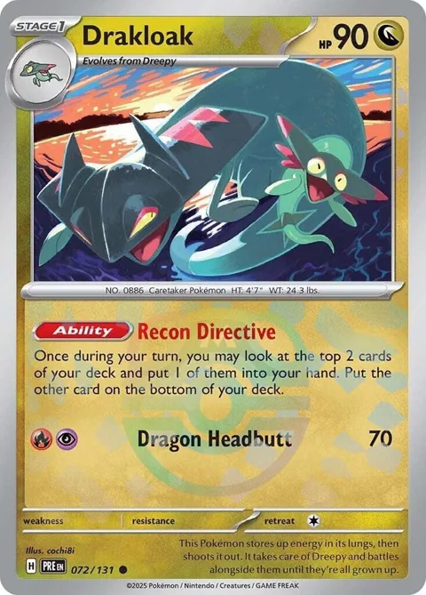 Drakloak Master Ball Pattern #072/131 Holofoil Pokémon card from Prismatic Evolutions