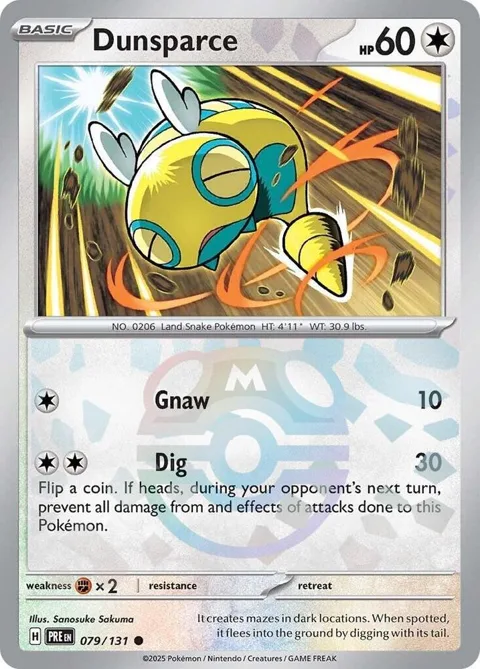 Dunsparce Master Ball Pattern #079/131 Holofoil Pokémon card from Prismatic Evolutions