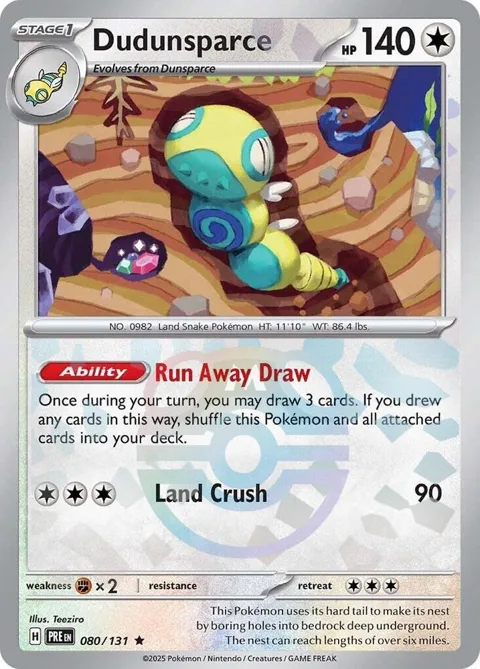 Dudunsparce Master Ball Pattern #080/131 Holofoil Pokémon card from Prismatic Evolutions