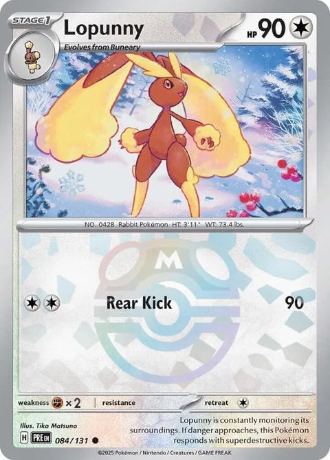 Lopunny Master Ball Pattern #084/131 Holofoil Pokémon card from Prismatic Evolutions