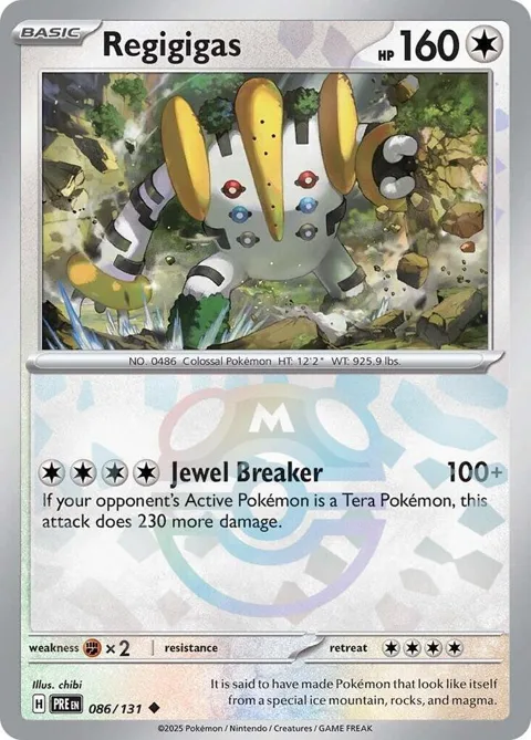 Regigigas Master Ball Pattern #086/131 Holofoil Pokémon card from Prismatic Evolutions