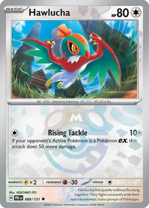 Hawlucha Master Ball Pattern #089/131 Holofoil Pokémon card from Prismatic Evolutions