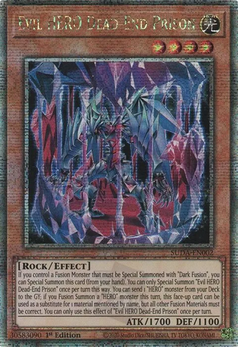 Evil HERO Dead-End Prison Quarter Century Secret Rare SUDA-EN002 Yu-Gi-Oh card from Supreme Darkness