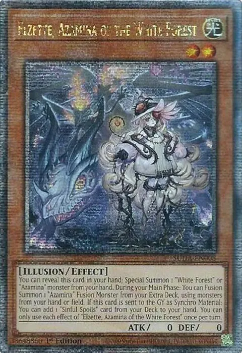 Elzette, Azamina of the White Forest Quarter Century Secret Rare SUDA-EN008 Yu-Gi-Oh card from Supreme Darkness