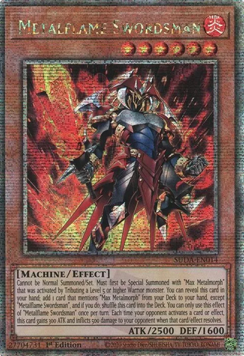 Metalflame Swordsman Quarter Century Secret Rare SUDA-EN014 Yu-Gi-Oh card from Supreme Darkness