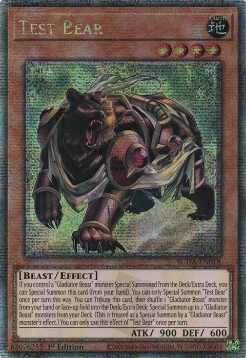 Test Bear Quarter Century Secret Rare SUDA-EN018 Yu-Gi-Oh card from Supreme Darkness