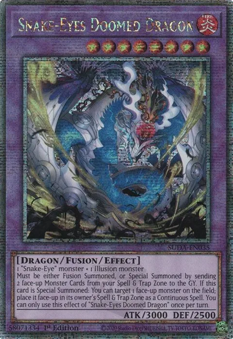 Snake-Eyes Doomed Dragon Quarter Century Secret Rare SUDA-EN035 Yu-Gi-Oh card from Supreme Darkness