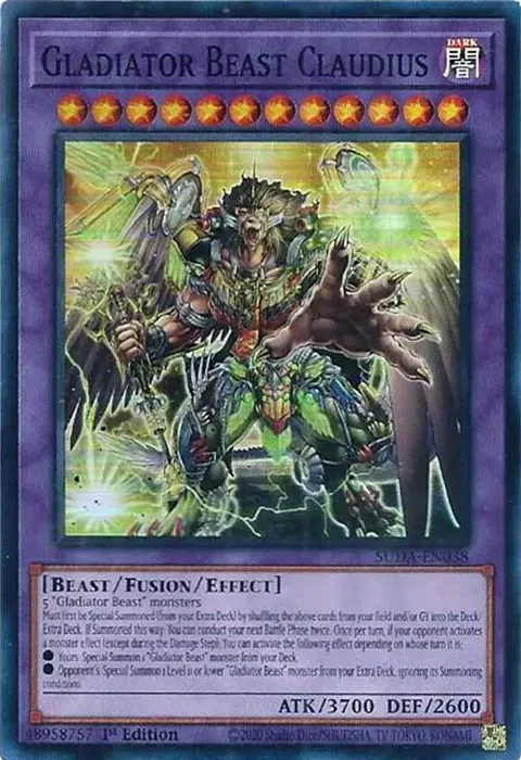 Gladiator Beast Claudius SUDA-EN038 Yu-Gi-Oh card from Supreme Darkness