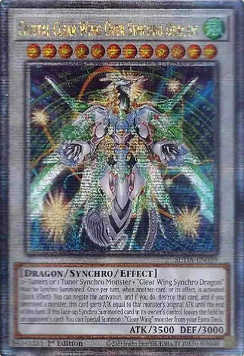 Crystal Clear Wing Over Synchro Dragon Quarter Century Secret Rare SUDA-EN039 Yu-Gi-Oh card from Supreme Darkness