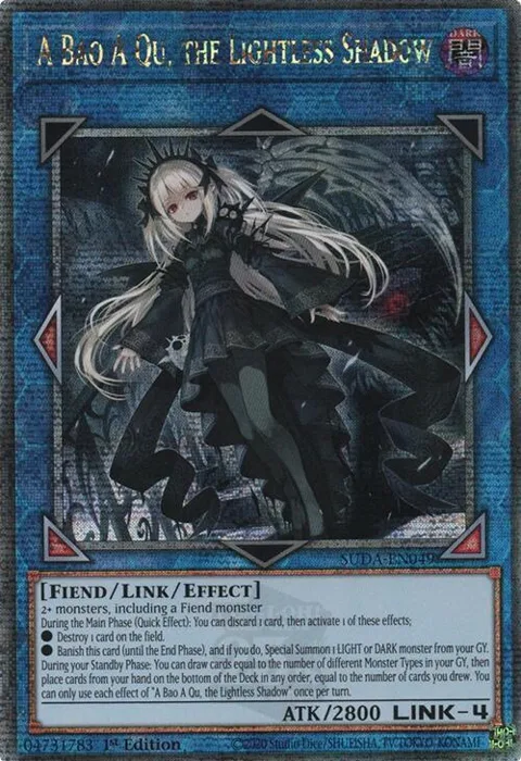 A Bao A Qu, the Lightless Shadow Quarter Century Secret Rare SUDA-EN049 Yu-Gi-Oh card from Supreme Darkness