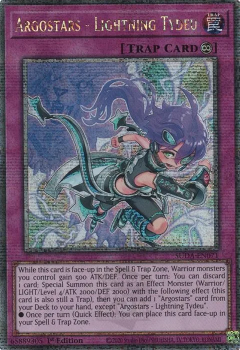 Argostars - Lightning Tydeu Quarter Century Secret Rare SUDA-EN071 Yu-Gi-Oh card from Supreme Darkness