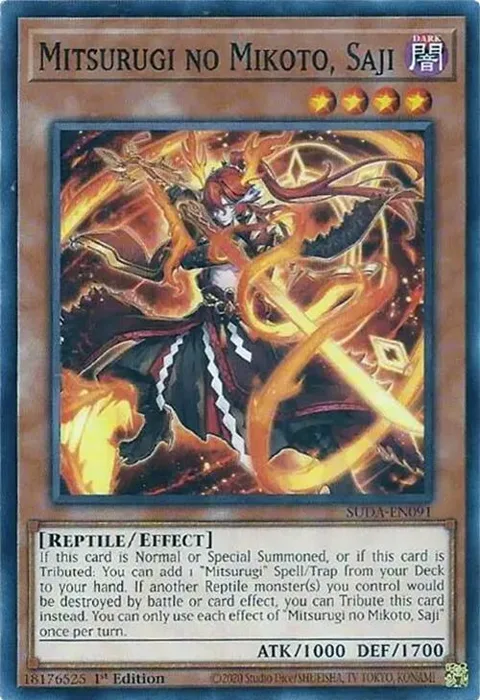 Mitsurugi no Mikoto, Saji SUDA-EN091 Yu-Gi-Oh card from Supreme Darkness