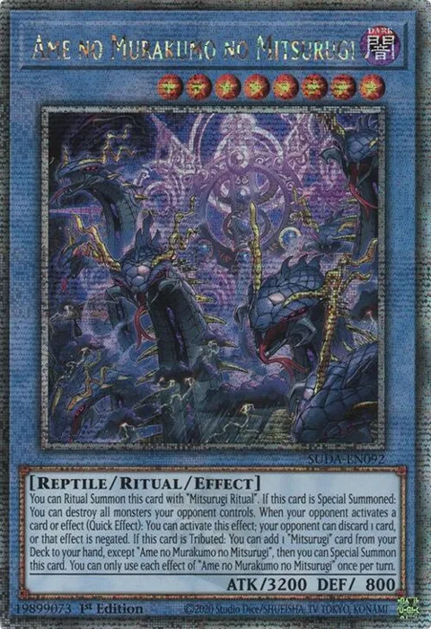 Ame no Murakumo no Mitsurugi Quarter Century Secret Rare SUDA-EN092 Yu-Gi-Oh card from Supreme Darkness