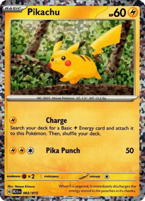 Pikachu #002/015 Holofoil Pokémon card from McDonald's Promos 2024