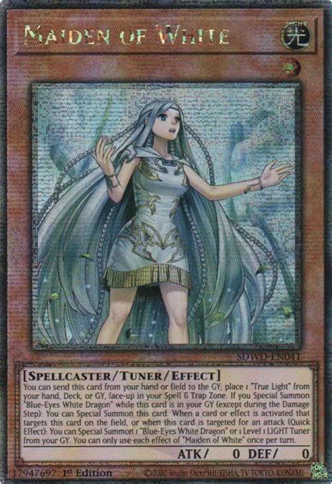 Maiden of White Quarter Century Secret Rare SDWD-EN041 Unlimited Yu-Gi-Oh card from Structure Deck: Blue-Eyes White Destiny