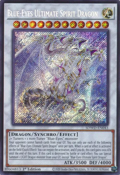 Blue-Eyes Ultimate Spirit Dragon Secret Rare SDWD-EN043 Unlimited Yu-Gi-Oh card from Structure Deck: Blue-Eyes White Destiny