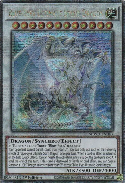 Blue-Eyes Ultimate Spirit Dragon Quarter Century Secret Rare SDWD-EN043 Unlimited Yu-Gi-Oh card from Structure Deck: Blue-Eyes White Destiny